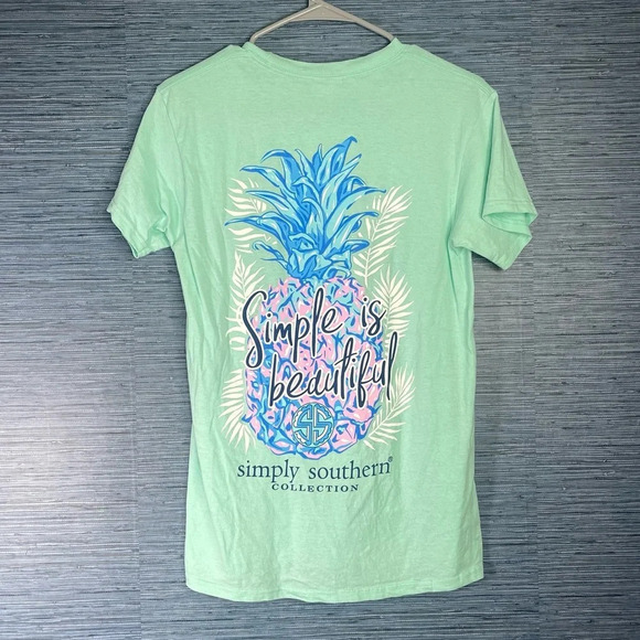 Simply Southern Turquoise Graphic Print Short Sleeve T-Shirt Tee Top Small - Picture 1 of 4
